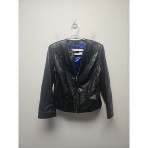 Stone Mountain leather jacket Women's size S Black Zip up